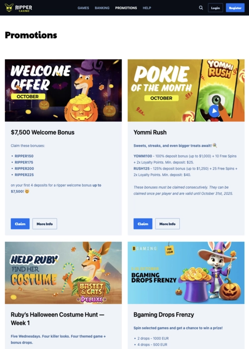 No deposit free bonus Ripper Casino