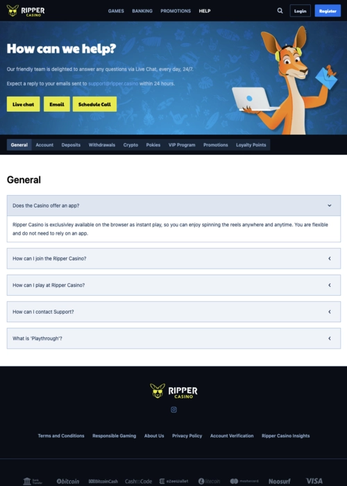 Mobile app gaming platform Ripper Casino